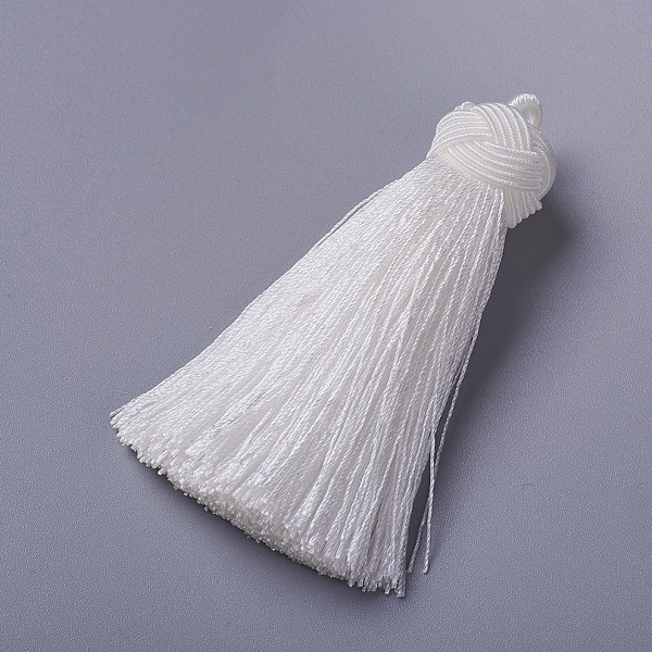 

PandaHall Nylon Tassel Pendants, White, 70~72x17~18mm, Hole: 3~4mm Nylon White