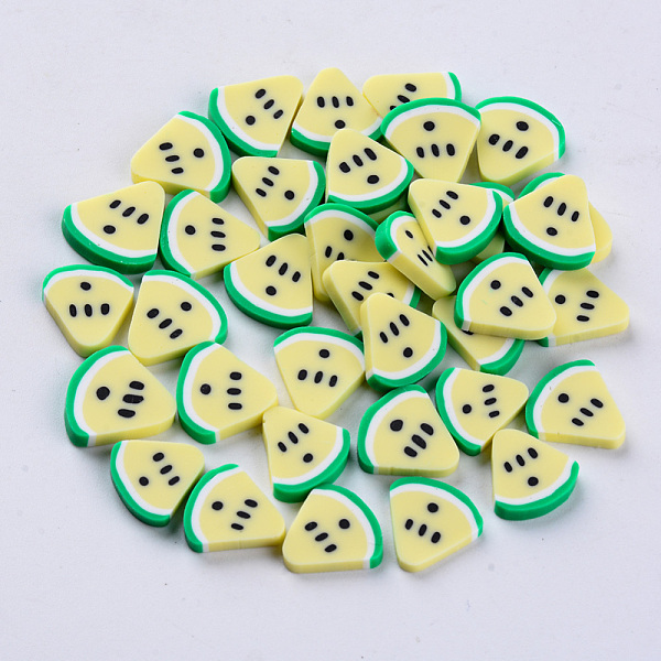 

PandaHall Handmade Polymer Clay Cabochons, Fashion Nail Art Decoration Accessories, Watermelon, Light Yellow, 10~12x10~12x2mm, about...