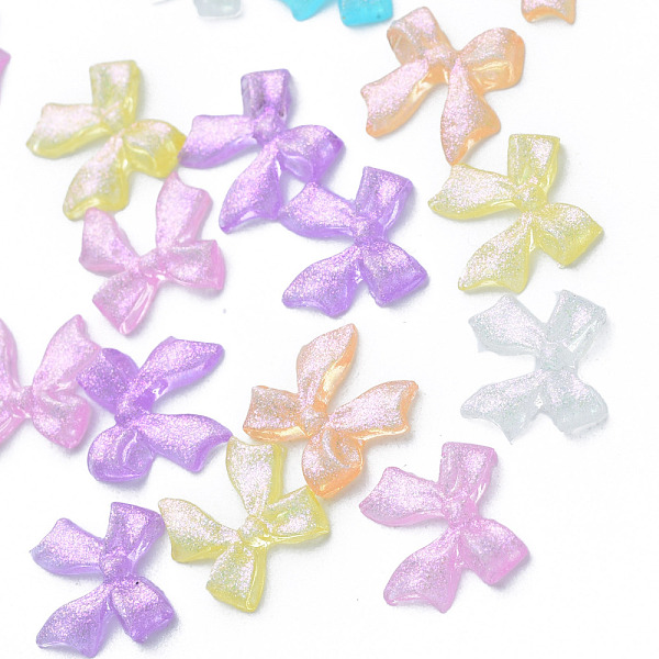 

PandaHall Resin Cabochons, with Glitter Powder, Bowknot, Mixed Color, 10x10x3mm Resin Bowknot Multicolor