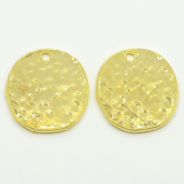 

PandaHall Alloy Blank Flat Round Hammered Pendants, Cadmium Free & Lead Free, Golden, 24x22x1mm, Hole: 2mm Alloy Flat Round