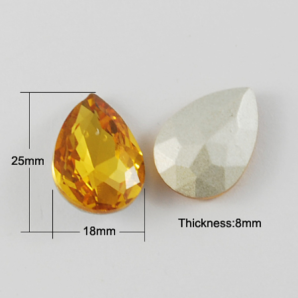 

PandaHall Glass Pointed Back Rhinestone, Back Plated, Faceted, Teardrop, Gold, 25x18x8mm Glass Rhinestone Teardrop Gold