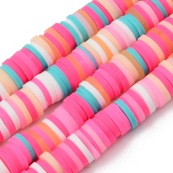 

PandaHall Handmade Polymer Clay Beads Strands, for DIY Jewelry Crafts Supplies, Heishi Beads, Disc/Flat Round, Hot Pink, 6x0.5~1mm, Hole...