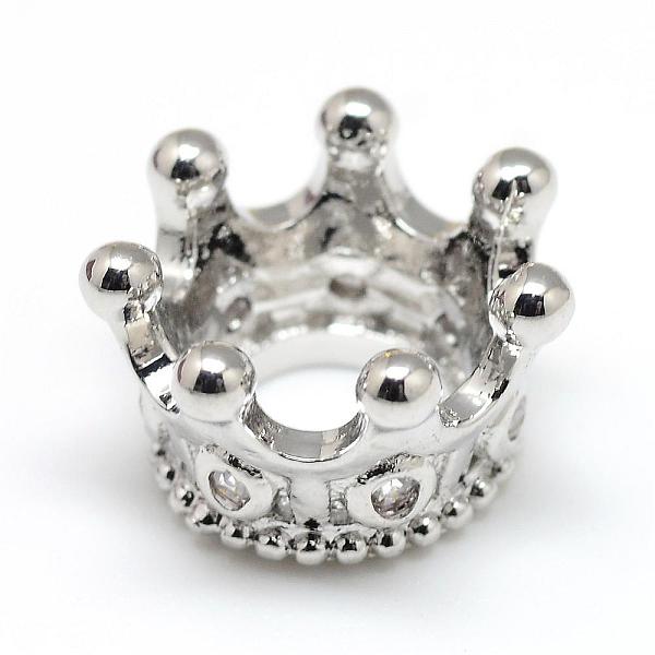 

PandaHall Rack Plating Brass Micro Pave Cubic Zirconia Beads, Crown, Large Hole Beads, Long-Lasting Plated, Platinum, 11x7mm, Hole: 6mm...