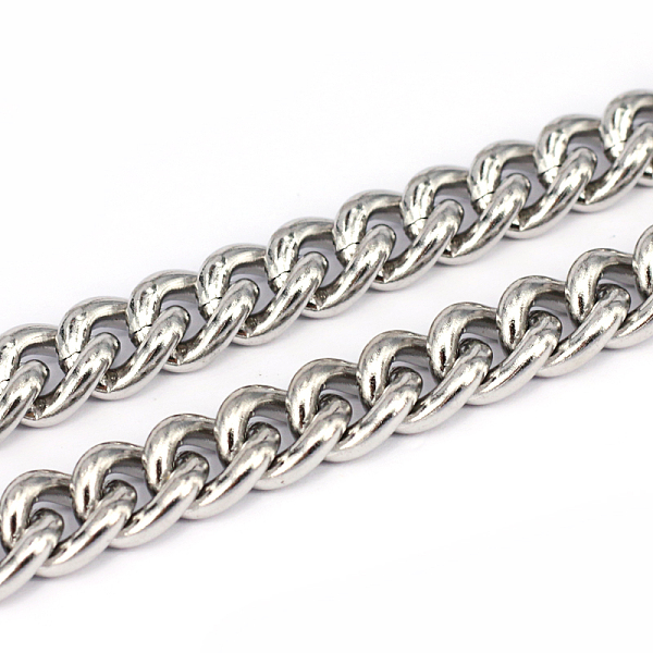 

PandaHall 201 Stainless Steel Cuban Link Chains, Curb Chains, Unwelded, Stainless Steel Color, 11x9x2.5mm 201 Stainless Steel