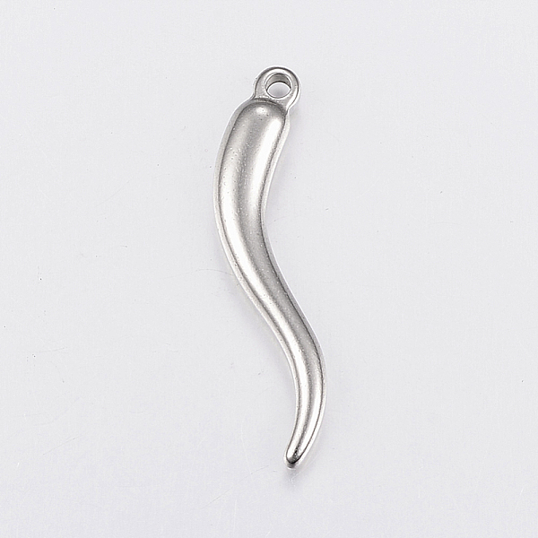 

PandaHall 304 Stainless Steel Pendants, Horn of Plenty/Italian Horn Cornicello Charms, Stainless Steel Color, 36x8.5x5mm, Hole: 2mm 304...