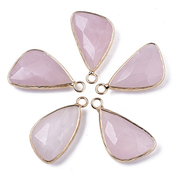 

PandaHall Natural Rose Quartz Pendants, with Light Gold Plated Brass Edge and Loop, Triangle, Faceted, 25~26x16x6mm, Hole: 2.5mm Rose Quartz...