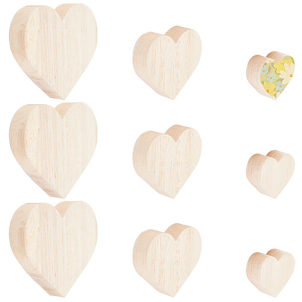 

PandaHall Wood Display Decoration, Wooden Tray Plates, Heart, 45~90x50~100x19mm, 3pcs/set Wood Heart