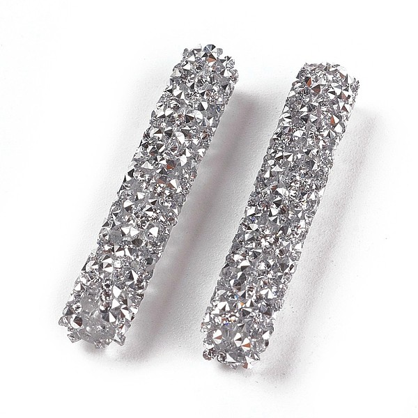 

PandaHall Glass Rhinestone Beads, For DIY Jewelry Craft Making, Tube, Comet Argent Light, 32~33x6mm, Hole: 0.8mm Glass Tube Silver
