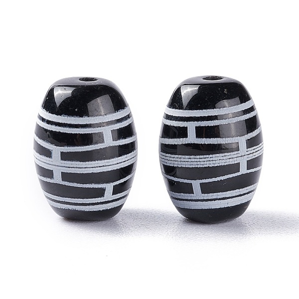 

PandaHall Tibetan Style dZi Beads, Natural Agate Beads, Dyed & Heated, Oval, Rectangle Pattern, 13.5x10mm, Hole: 1.2mm Tibetan Agate Oval