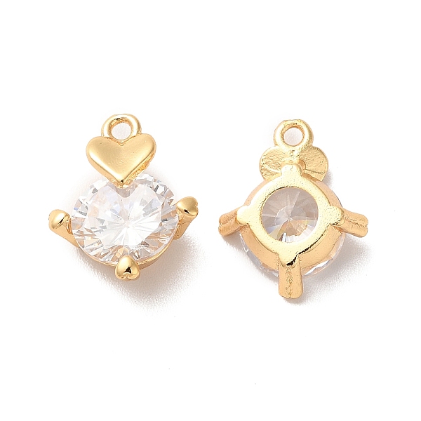 

PandaHall Rack Plating Brass Micro Pave Cubic Zirconia Charms, Long-Lasting Plated, Heart Charm, Golden, 14x11x6mm, Hole: 1.4mm Brass+Cubic..., Clear