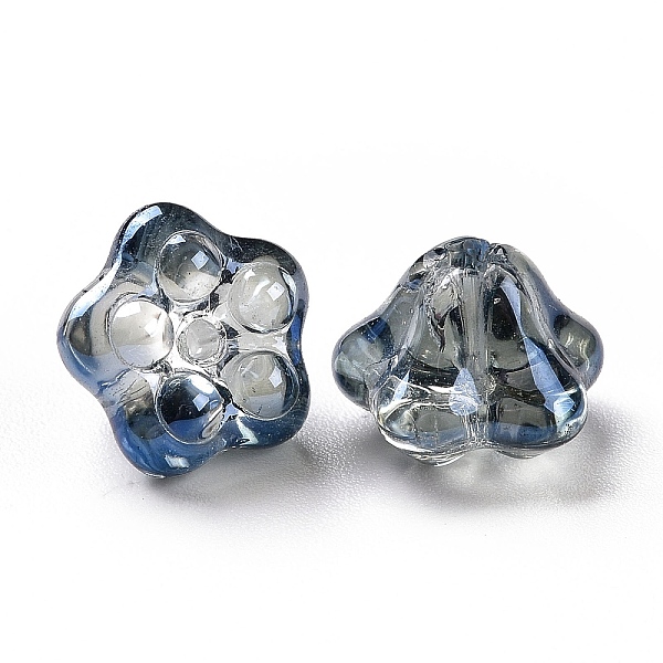 

PandaHall Electroplate Glass Beads, Trumpet Flower, Prussian Blue, 8.5x8x5.5mm, Hole: 1mm Glass Flower Blue