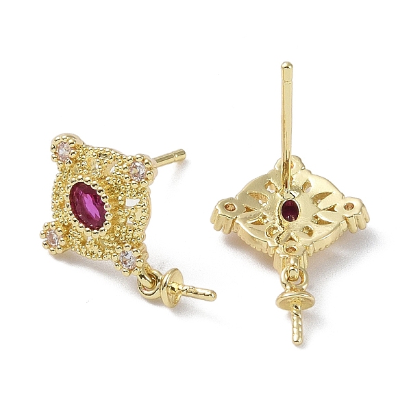 

PandaHall Brass Cubic Zirconia Rhombus Stud Earrings Findings, with 925 Sterling Silver Pins, Real 14K Gold Plated, 19x12x2.5mm, Pin...