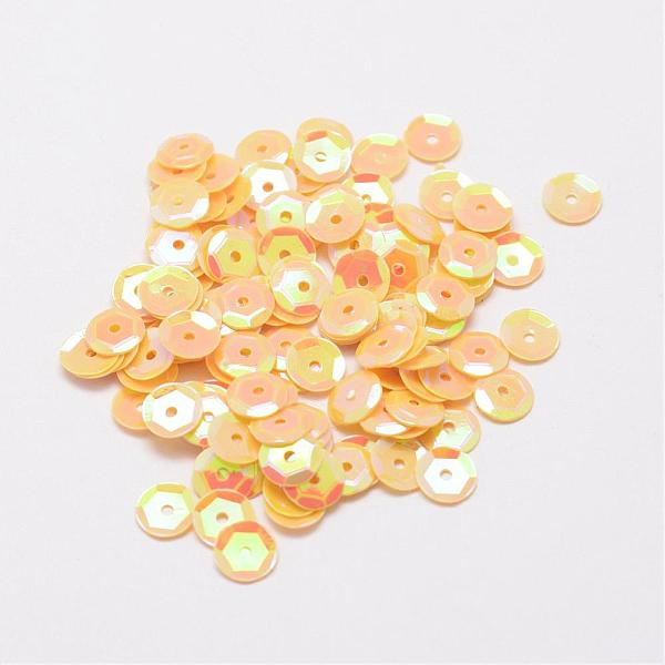 

PandaHall Plastic Paillette Beads, Semi-cupped Sequins Beads, Center Hole, Champagne Yellow, 10x0.5mm, Hole: 1mm Plastic Disc Yellow