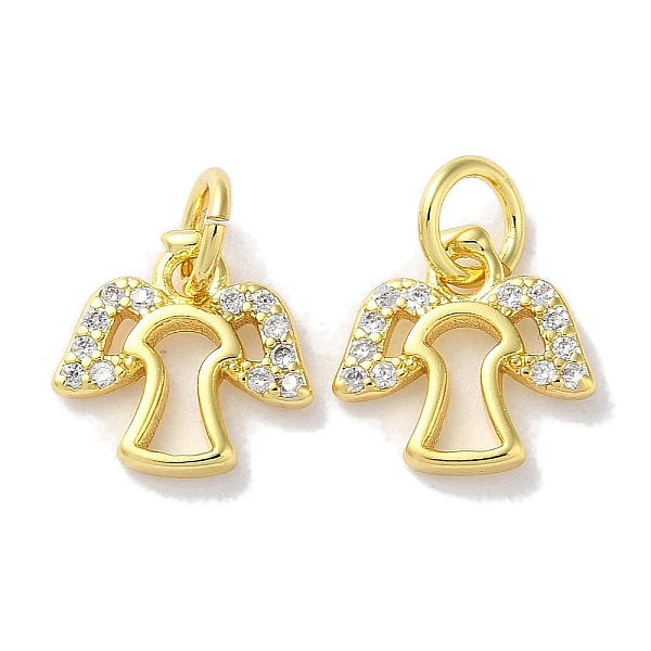 

PandaHall Rack Plating Brass Micro Pave Clear Cubic Zirconia Pendants, Long-Lasting Plated, Lead Free & Cadmium Free, Angle, Real 18K Gold...