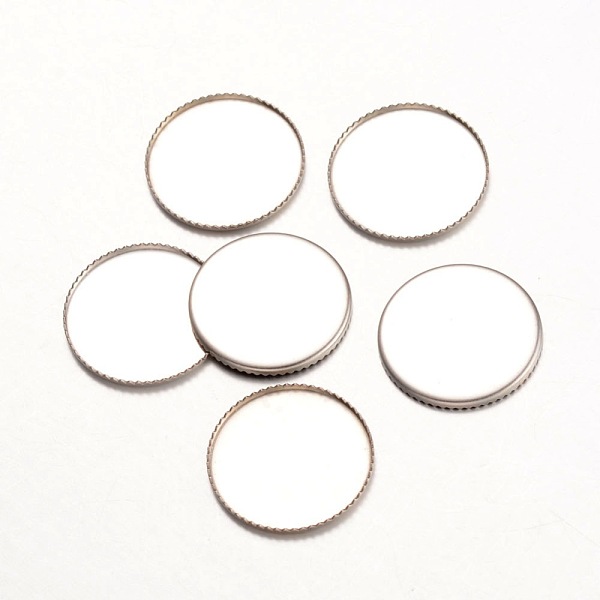 

PandaHall 316 Surgical Stainless Steel Milled Edge Bezel Cups, Cabochon Settings, Flat Round, Stainless Steel Color, 19x1mm, Tray: 18mm 316...
