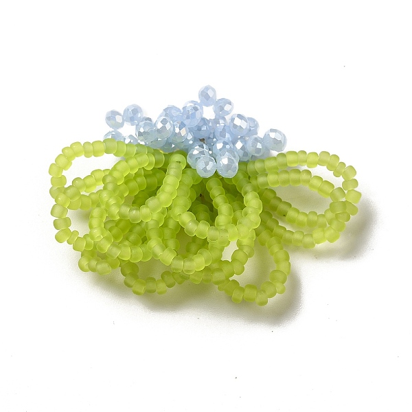 

PandaHall Glass Beads Braided Flower Cabochons, with Golden Iron Sieve Findings, for DIY Brooch Earring Costume Ornaments, Yellow Green...