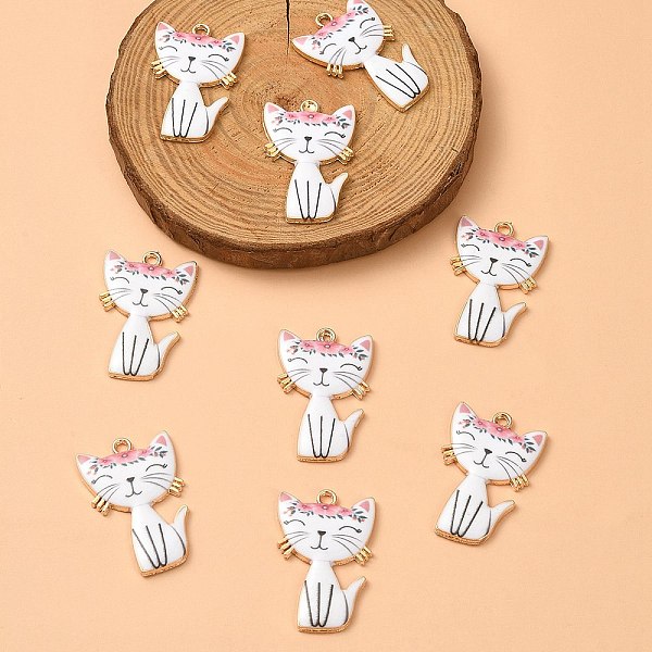 

PandaHall Alloy Enamel Pendants, Cadmium Free & Nickel Free & Lead Free, Golden, Cat Charms, White, 30x19.5x2.5mm, Hole: 2.2mm Alloy+Enamel...