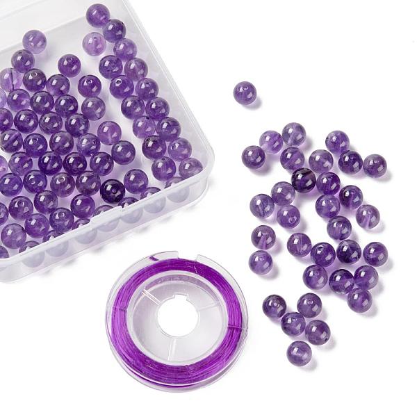 

PandaHall 100Pcs 8mm Natural Amethyst Round Beads, Grade A+, with 10m Elastic Crystal Thread, for DIY Stretch Bracelets Making Kits, 8mm...