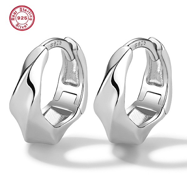 

PandaHall Rhodium Plated 925 Sterling Silver Twist Hoop Earrings, with S925 Stamp, Platinum, 12mm Sterling Silver Twist