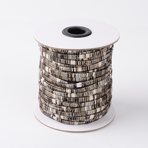 

PandaHall Flat Polyester Cords, with Gold Wire, Black, 4x1mm, about 50yards/roll(150 feet/roll) Polyester Black