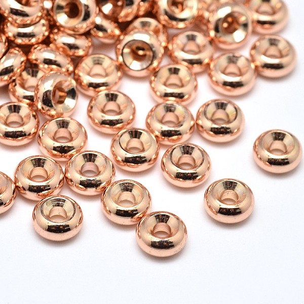 

PandaHall Rack Plating Brass Flat Round Spacer Beads, Rose Gold, 6x3mm, Hole: 2mm Brass Flat Round