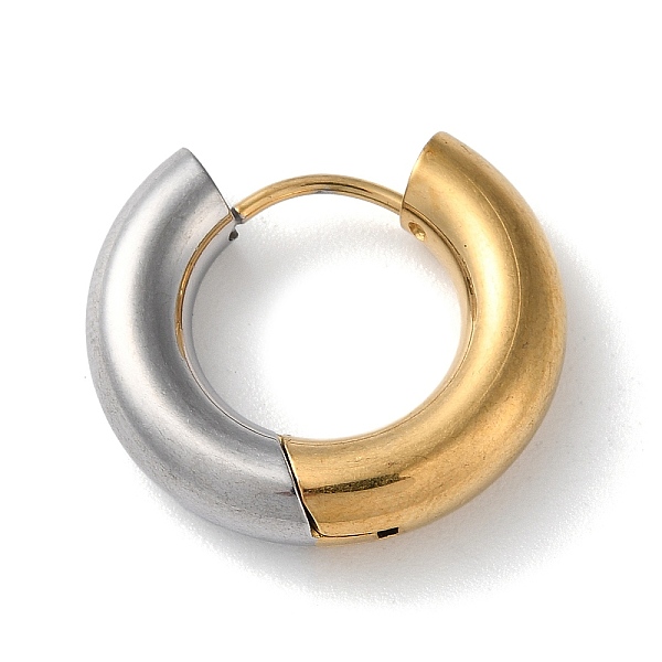 

PandaHall Two Tone 304 Stainless Steel Huggie Hoop Earrings, Golden & Stainless Steel Color, 20x22x5mm 304 Stainless Steel Ring