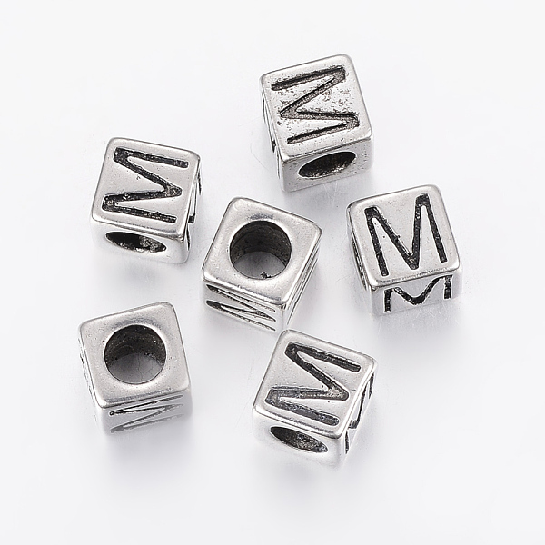 

PandaHall 304 Stainless Steel Large Hole Letter European Beads, Cube with Letter.M, Antique Silver, 8x8x8mm, Hole: 5mm 304 Stainless Steel...