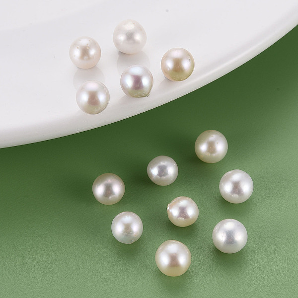 

PandaHall Natural Keshi Pearl Beads, Cultured Freshwater Pearl, No Hole/Undrilled, Round, Seashell Color, 7~8mm Keshi Pearl Round