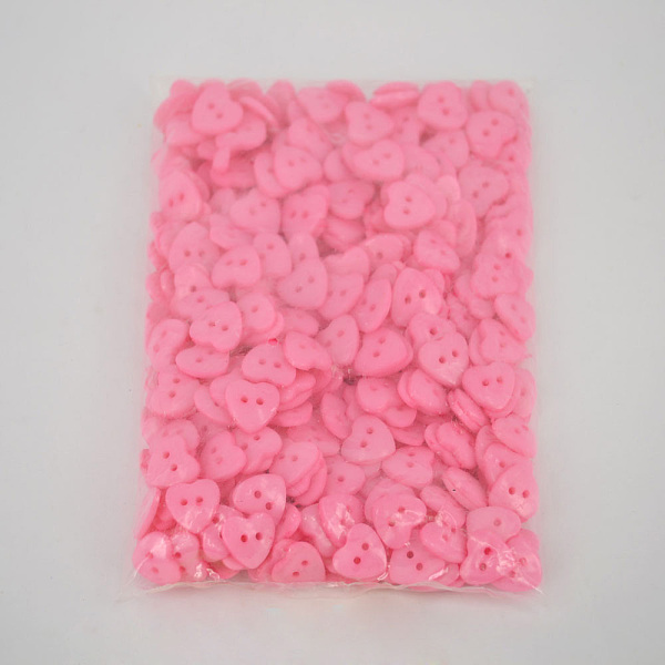 

PandaHall Lovely Heart Shaped Buttons, ABS Plastic Sewing Button, Pink, about 14mm in diameter, hole: 1.5mm Plastic Heart Pink