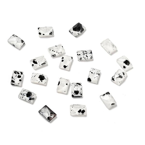 

PandaHall Spot Pattern Resin Cabochons, Nail Art Decoration Accessories, Rectangle, Clear, 6x4x2mm Resin Rectangle Clear