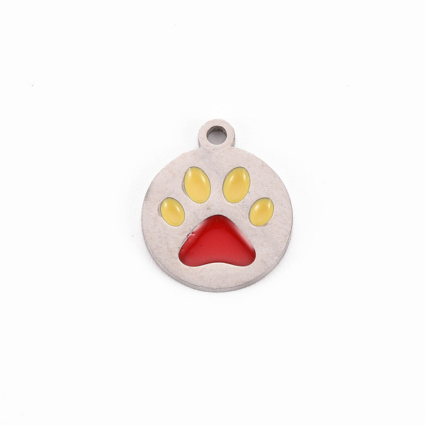 

PandaHall 304 Stainless Steel Enamel Charms, Stainless Steel Color, Dog Paw Prints, Red, 14x12x1mm, Hole: 1.5mm Stainless Steel+Enamel Dog...