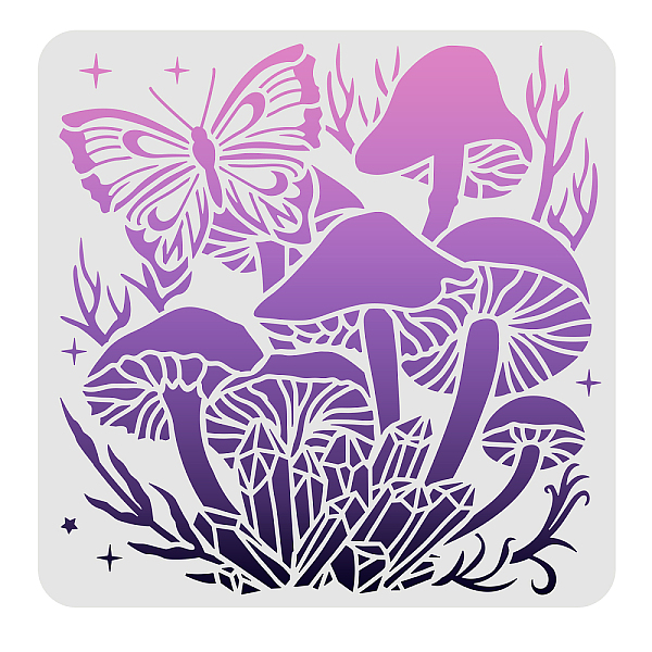PandaHall FINGERINSPIRE Mushrooms Stencils For Painting 30x30cm Reusable Butterfly Drawing Stencil Magic Crystal Stencil for Painting on...