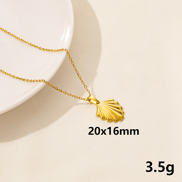 

PandaHall 304 Stainless Steel Shell Shape Pendant Necklaces, Cable Chain Necklaces for Women Stainless Steel Shell Shape