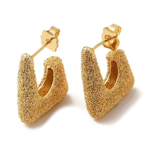 

PandaHall Real 18K Gold Plated Brass Stud Earrings, Half Hoop Earrings, Long-Lasting Plated, Cadmium Free & Lead Free, Trapezoid, 21.5x6.5mm...