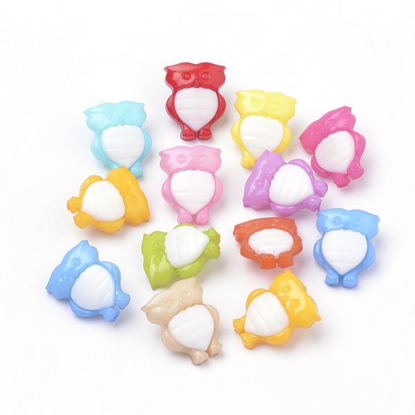 

PandaHall Acrylic Shank Buttons, Owl, Mixed Color, 18x14x8mm, Hole: 3mm Acrylic Owl Multicolor