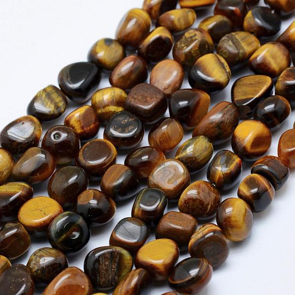 

PandaHall Natural Tiger Eye Beads Strands, Tumbled Stone, Nuggets, 8~15x5~10mm, Hole: 1mm, 15.3 inch~15.7 inch(39~40cm) Tiger Eye Nuggets