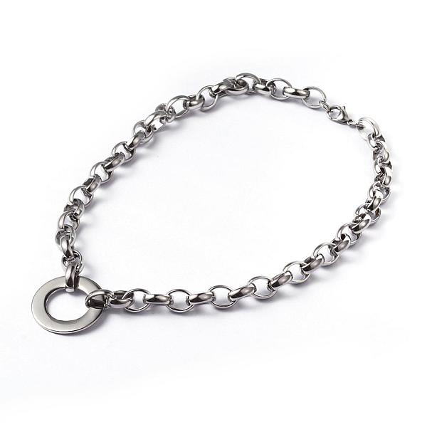 

PandaHall Ring 304 Stainless Steel Necklaces, with Lobster Claw Clasps, Stainless Steel Color, 18.5 inch(47cm) 304 Stainless Steel