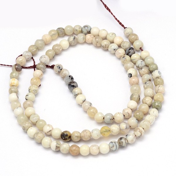 

PandaHall Round Natural White African Opal Beads Strands, 4mm, Hole: 0.5mm, about 109pcs/strand, 15.7 inch White African Opal Round