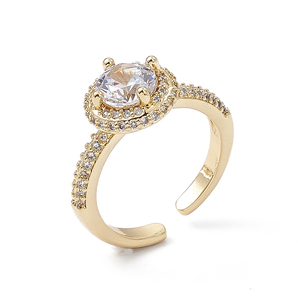 

PandaHall Clear Cubic Zirconia Open Cuff Ring, Rack Plating Brass Jewelry for Women, Cadmium Free & Lead Free, Real 18K Gold Plated, Inner...