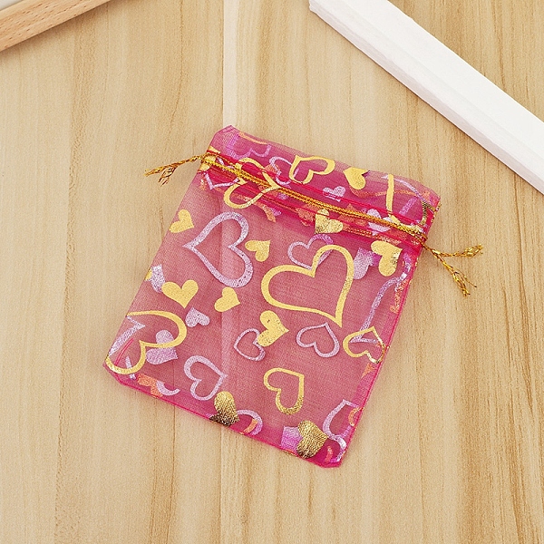 

PandaHall Rectangle Organza Drawstring Gift Bags, Gold Stamping Heart Pouches for Wedding Party Gift Storage, Medium Violet Red, 9x7cm...