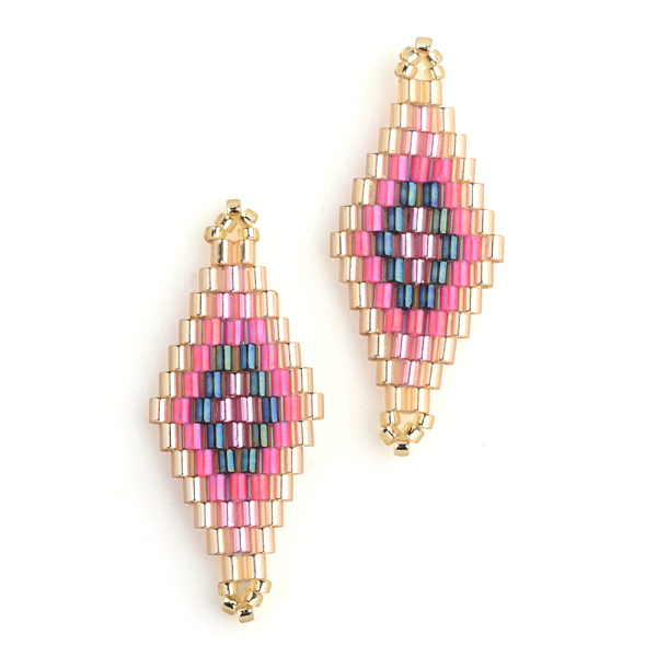 

PandaHall MIYUKI & TOHO Japanese Seed Beads, Handmade Links, Rhombus Loom Pattern, Hot Pink, 31~32.5x13~13.5x1.5~2mm, Hole: 1mm Glass...