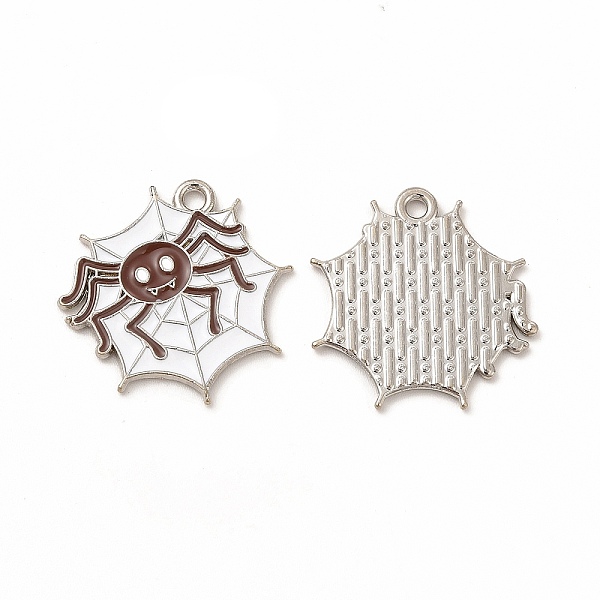 

PandaHall Rack Plating Halloween Alloy Enamel Pendants, Cadmium Free & Nickel Free & Lead Free, Spider Web with Spider, Platinum, Saddle...