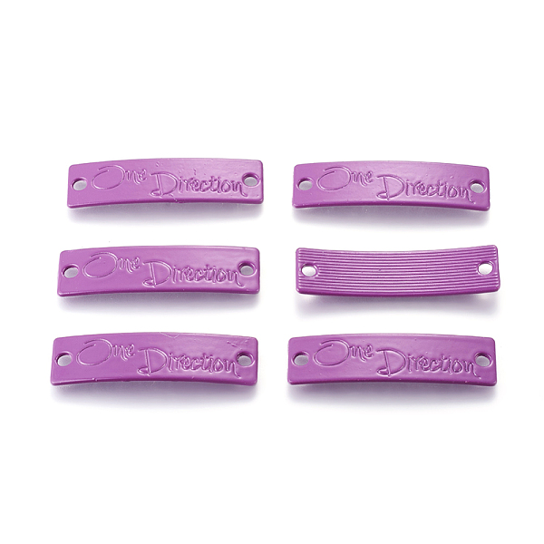 

PandaHall Personalized Connector for Bracelet Making, Spray Painted Alloy Links, Cadmium Free & Lead Free, Rectangle with Word One Direction..., Purple