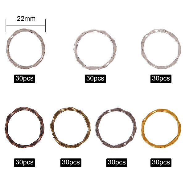 

PandaHall 210 Pcs 7 Styles Tibetan Style Alloy Linking Rings, Circle Frames, Lead Free, Mixed Color, 22x1.5mm, Inner Diameter: 18.5mm...