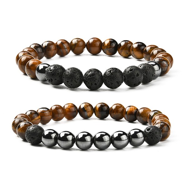 

PandaHall Natural Tiger Eye & Lava Rock & Synthetic Hematitie Beads Stretch Bracelet Set, for Kids Teens Woman, Inner Diameter: 2 inch...