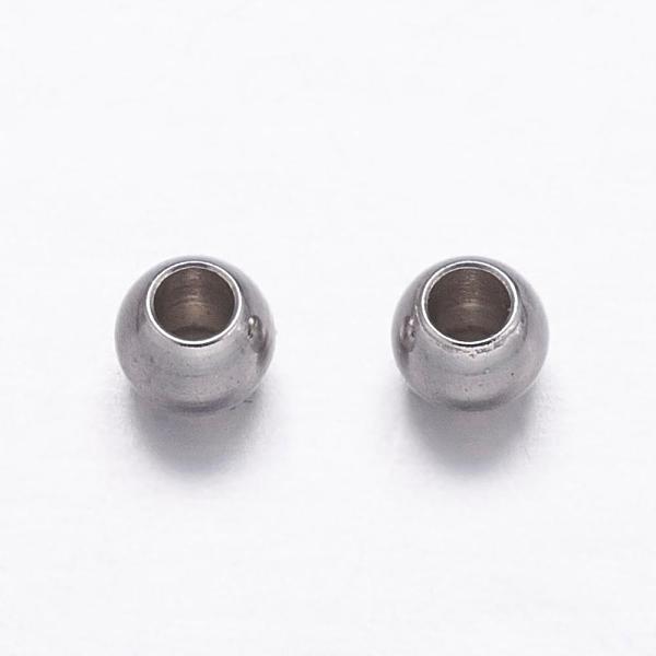 

PandaHall 201 Stainless Steel Spacer Beads, Round, Stainless Steel Color, 2.5x2mm, Hole: 1mm 201 Stainless Steel Round