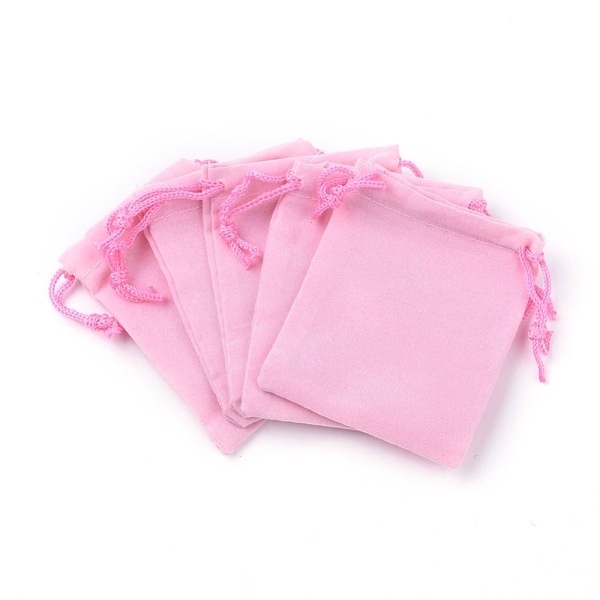 

PandaHall Velvet Cloth Drawstring Bags, Jewelry Bags, Christmas Party Wedding Candy Gift Bags, Hot Pink, 9x7cm Velvet