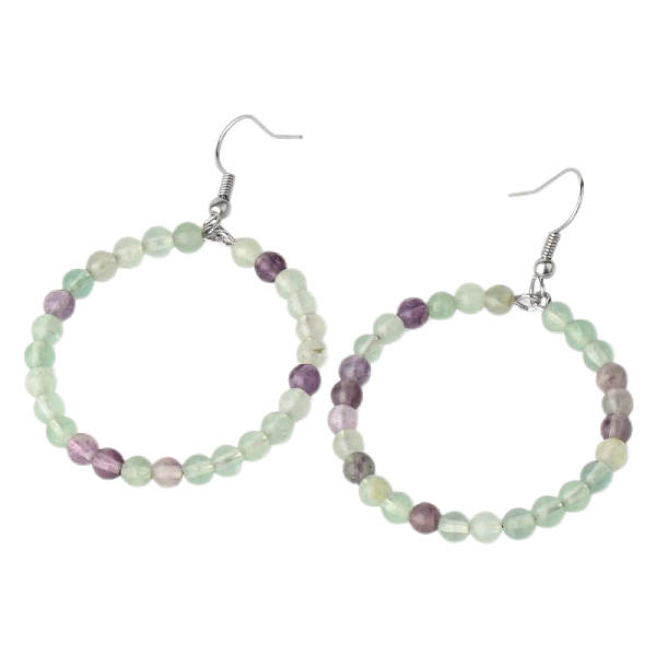 Orecchini A Cerchio In Fluorite Naturale Alla Moda Per Le Donne