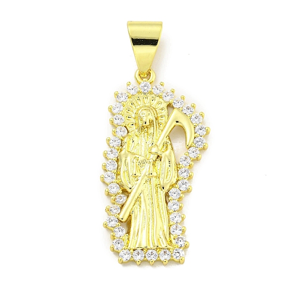

PandaHall Rack Plating Brass Micro Pave Clear Cubic Zirconia Pendants, Cadmium Free & Lead Free, Long-Lasting Plated, Death, Real 18K Gold...
