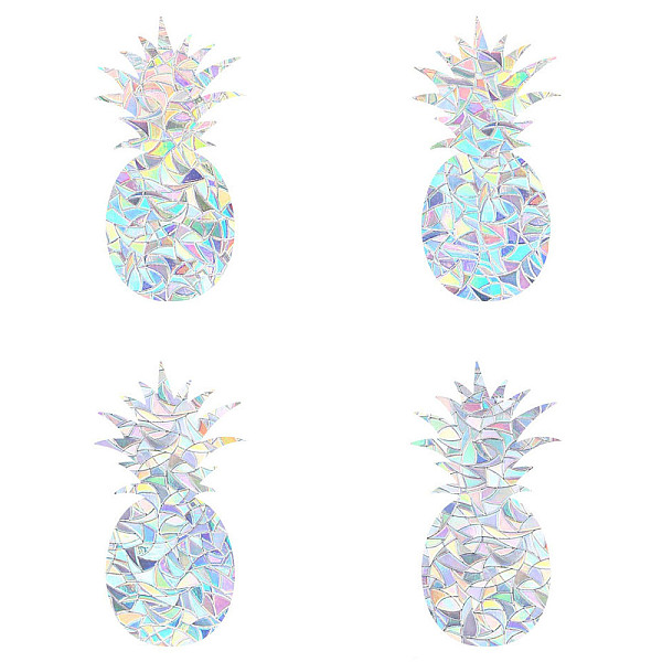 

PandaHall GORGECRAFT 4Pcs Rainbow Window Clings Pineapple Pattern Window Decals Static Non Adhesive Collision Proof Glass Stickers Vinyl..., Clear